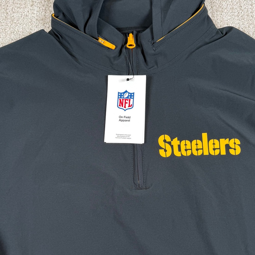 NEW Nike Mens Small Pittsburgh Steelers NFL Sideline Short Sleeve 1/4 Zip Hoodie